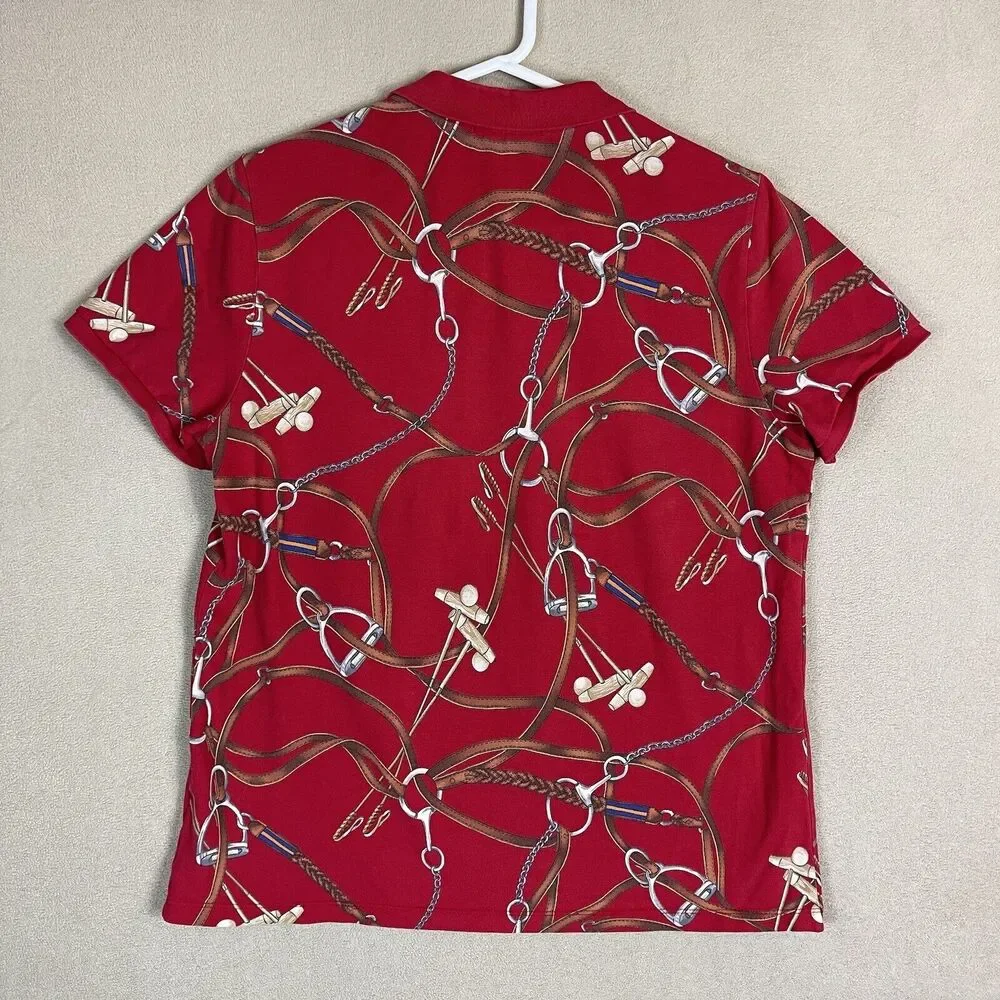 Lauren Ralph Lauren Polo Shirt Mens Large Red Black‎ Label Golfing Polo Adult